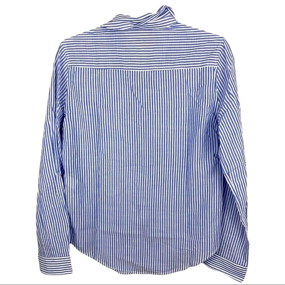 LILLY PULITZER Sea View Button Down Top Coastal Blue Lightweight Oxford Stripe - Picture 5 of 9